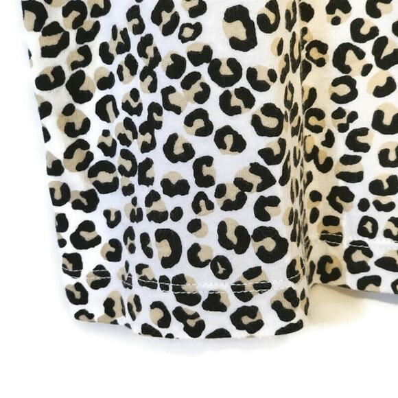 DKNY Leopard Print Top Crew Neck Short Sleeve Casual Athleisure Classic Size M - Picture 5 of 11